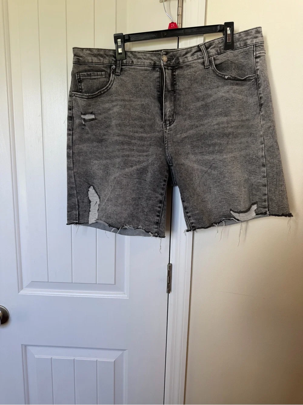 Time and Tru Distressed Black Washed Jean Shorts